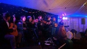 Sound Travels Starcloth behind a ceilidh band