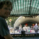 John at Eden Festival Main Stage sound desk