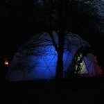 Geodome lit discreetly with low power LED lights (outside)